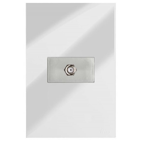 Conjunto Coaxial TV Horizontal 4x2 - RECTA Espelhada Gloss (Módulo Prata) Conjunto Coaxial TV Horizontal 4x2 - RECTA Espelhada Gloss (Módulo Prata)